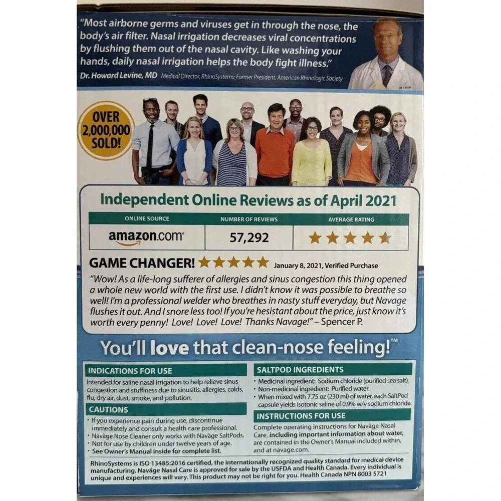 Navage NAVAGE Saline Nasal‎ Irrigation Starter Kit Nose SaltPods Travel.